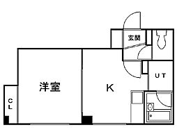 レジデンス美園 1DKの間取図画像