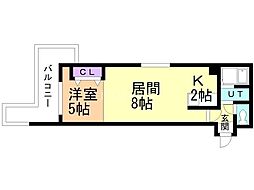 平岸パークヒルハイツ 1LDKの間取図画像