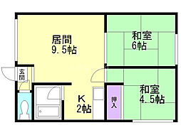 シティハイムコーポ佐藤 2LDKの間取図画像