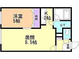 フィオレンテ豊平公園 1LDKの間取図画像