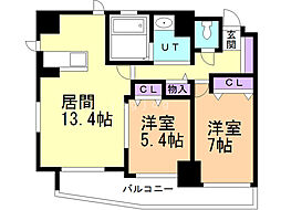 アルカディア平岸パークフロント 2LDKの間取図画像