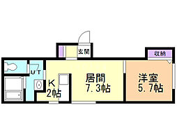 アリエッタ月寒 1LDKの間取図画像