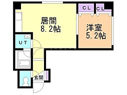コムメゾン 1LDKの間取図画像