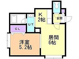 ソレアード月寒東 1LDKの間取図画像