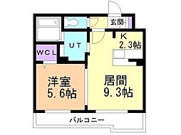 レジデンス北野ヒルズ2 1LDKの間取図画像