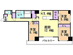 プロスパー月寒 3LDKの間取図画像