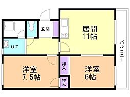 グリーンハイム嵯峨 2LDKの間取図画像