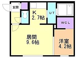 alloggioite 1LDKの間取図画像