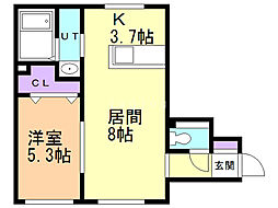 アルファグランメール 1LDKの間取図画像