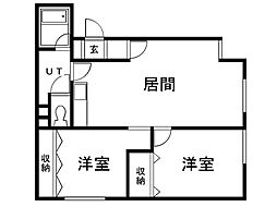 グリーンヒルハイツ 2LDKの間取図画像