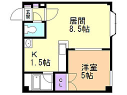 セントポーリア五番館 1LDKの間取図画像
