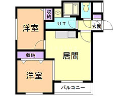 アマンダヒルズ 2LDKの間取図画像