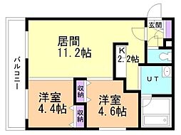 ツキノテラス 2LDKの間取図画像