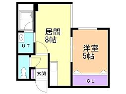 パークハイツOM2-2 1DKの間取図画像
