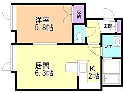 ティアラ澄川第1 1LDKの間取図画像