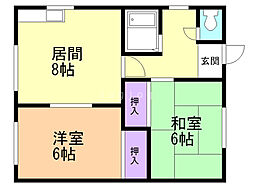 コーポ清原B 2LDKの間取図画像