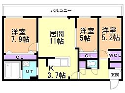 ミュンヘンスクエア2番館 3LDKの間取図画像