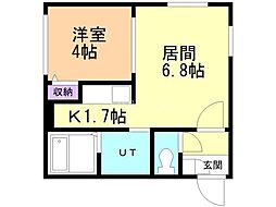 札幌市南区澄川四条2丁目マンション 1LDKの間取図画像