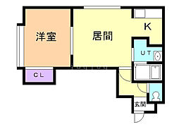 ヴィサージ橘 1LDKの間取図画像