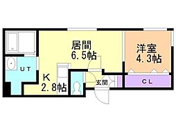 エクセル中の島2 1LDKの間取図画像