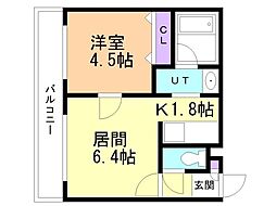 サンコート天神山 1LDKの間取図画像