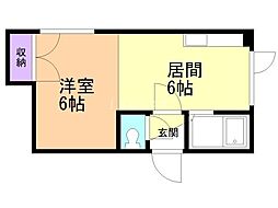 レジデンス水車町 ワンルームの間取図画像