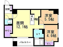F006 2LDKの間取図画像