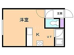 第3ハイツ 1Kの間取図画像
