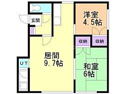 コーポラス岩井 2LDKの間取図画像