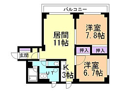 ウエストパレス 2LDKの間取図画像