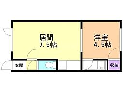 ハイツシャネル 1DKの間取図画像