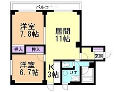 ウエストパレス 2LDKの間取図画像