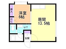 ハイツカトレア 1LDKの間取図画像