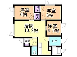 ラ・カーサ鳩が丘 3LDKの間取図画像