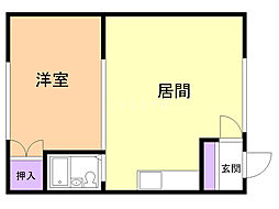 みかみハイツ5 1LDKの間取図画像