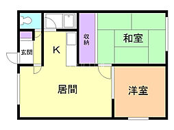 エトワール美園 2DKの間取図画像