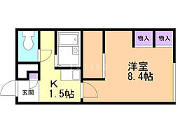 レオパレスモンマルトルの丘 1Kの間取図画像