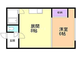 クドウハイツ6 1DKの間取図画像