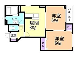 セント・プレリー5 2DKの間取図画像