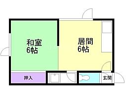 サンホームマンション 1LDKの間取図画像