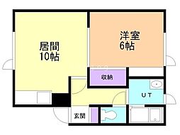 寺西コーポB 1LDKの間取図画像