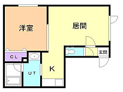 ルピナス北2条通り 1LDKの間取図画像