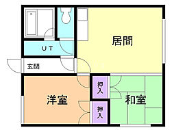 うらハイツ 2LDKの間取図画像
