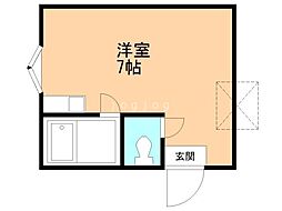 旭公園ハイム ワンルームの間取図画像