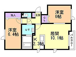 セント・プレリー1 2LDKの間取図画像