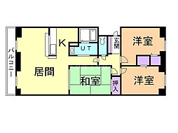 サーム野幌駅A棟 3LDKの間取図画像