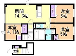 アーデルハイツ B 3LDKの間取図画像