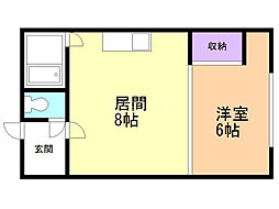 クドウハイツ6 1DKの間取図画像
