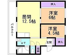 ビレッジハウス新千代田2号棟 2LDKの間取図画像