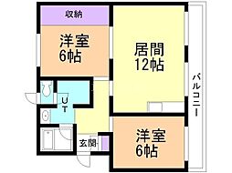 大麻東町団地4 2LDKの間取図画像